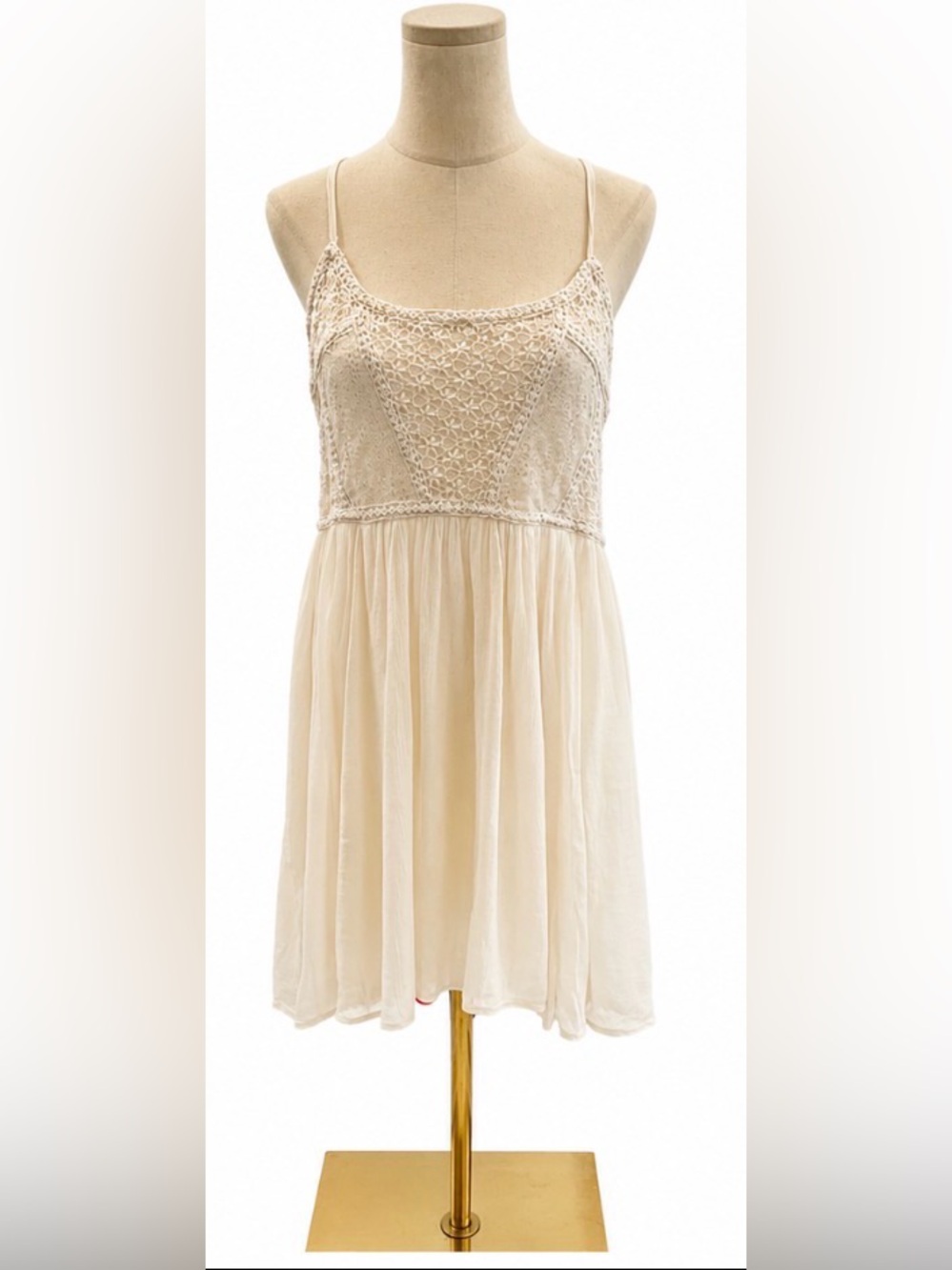 American Eagle Outfitters Size 12 Ivory Lace Crochet Fit & Flare Dress Boho